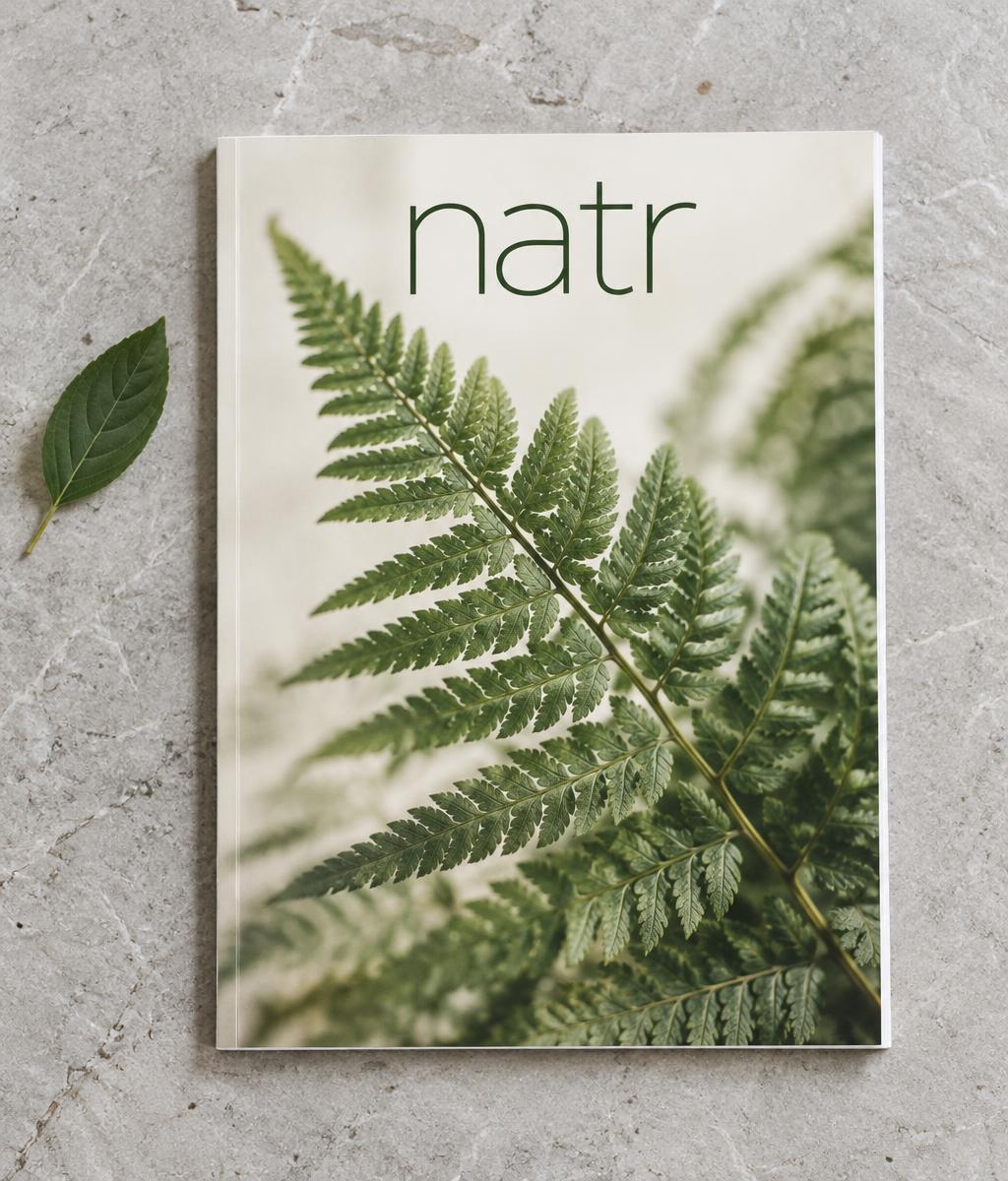 Illustrative natr editorial cover concept featuring a fern photograph